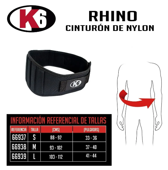 Cinturón para Levantar Pesas K6 Rhino