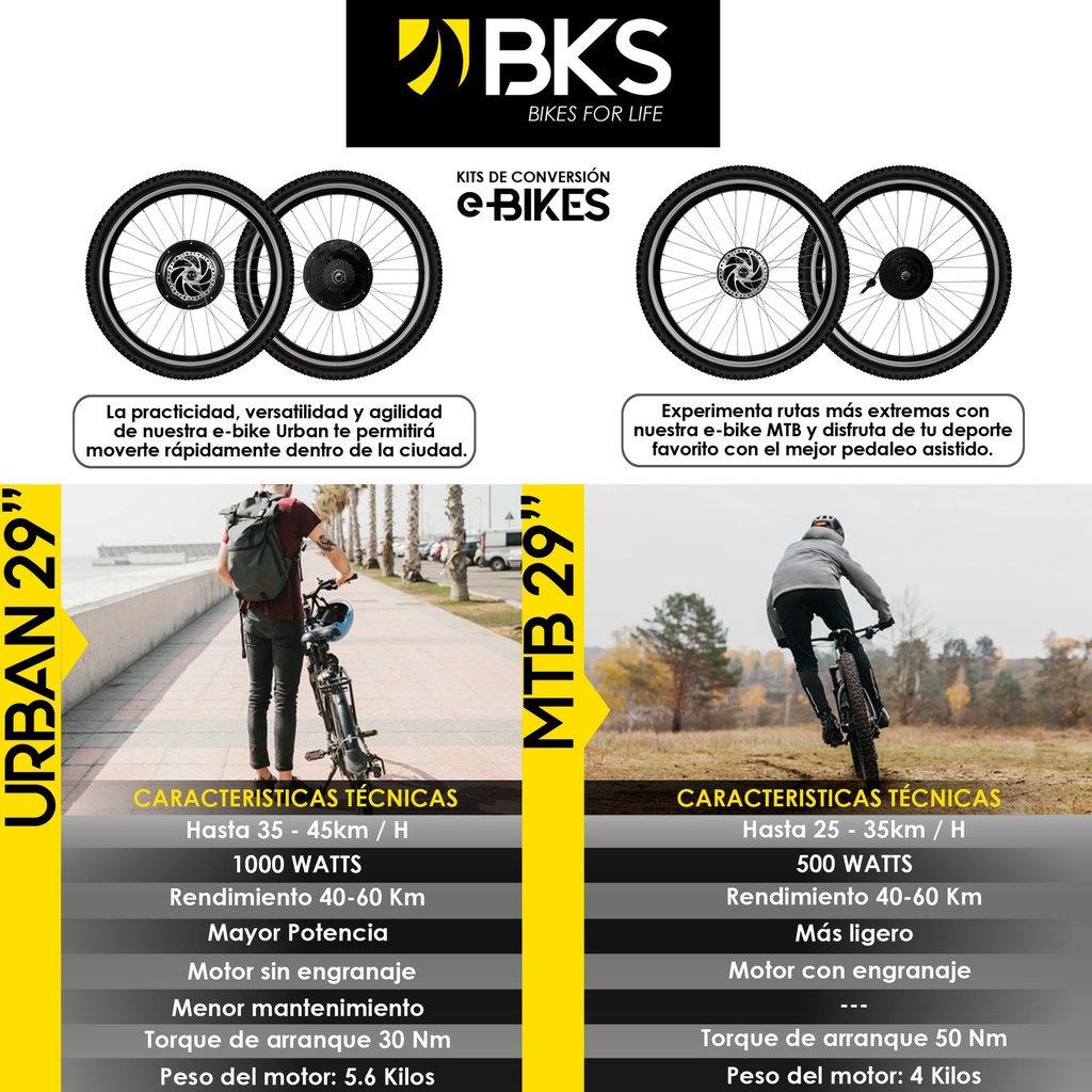 Kit Convertidor a Bicicleta Eléctrica Bks MTB 29" 48V 500W