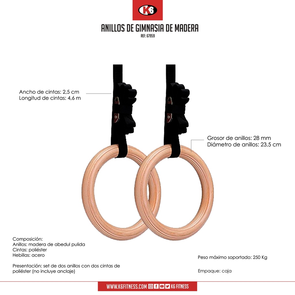 Anillas de Madera Gym K6