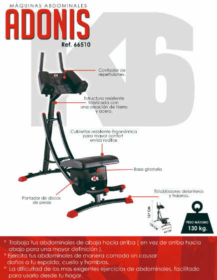 Ejercitador de Abdominales K6 Adonis