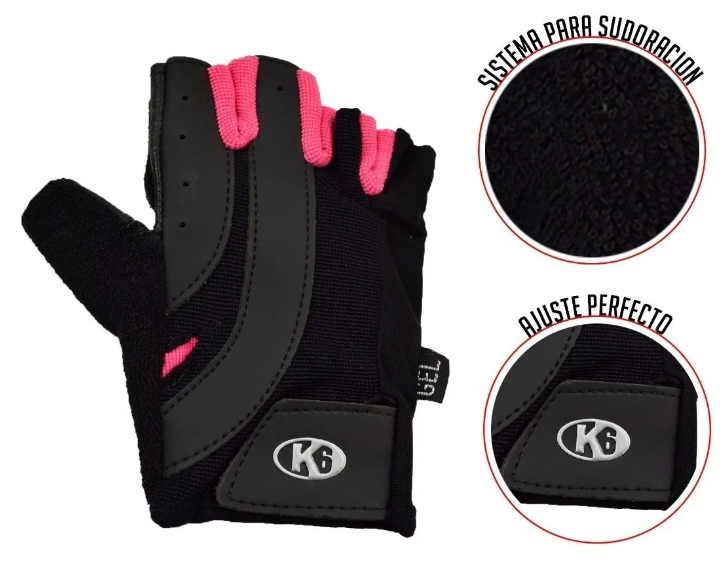Guantes para Pesas K6 Energetic sin Muñequera Fucsia