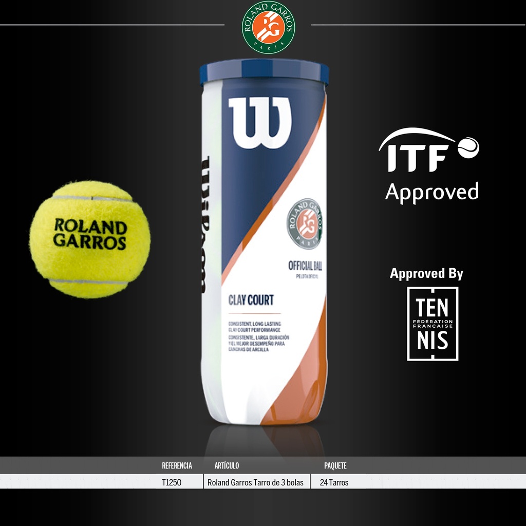 Pelotas de Tenis Wilson Roland Garros Official Envase de 3 Unidades (T1250)