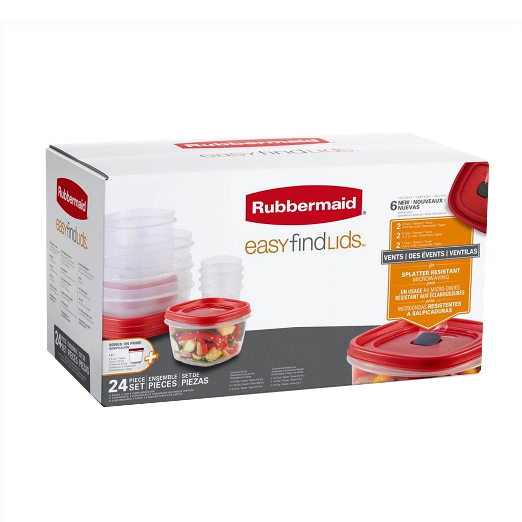 Set de 24 Recipientes con tapa distintos tamaños Easy Find Rubbermaid
