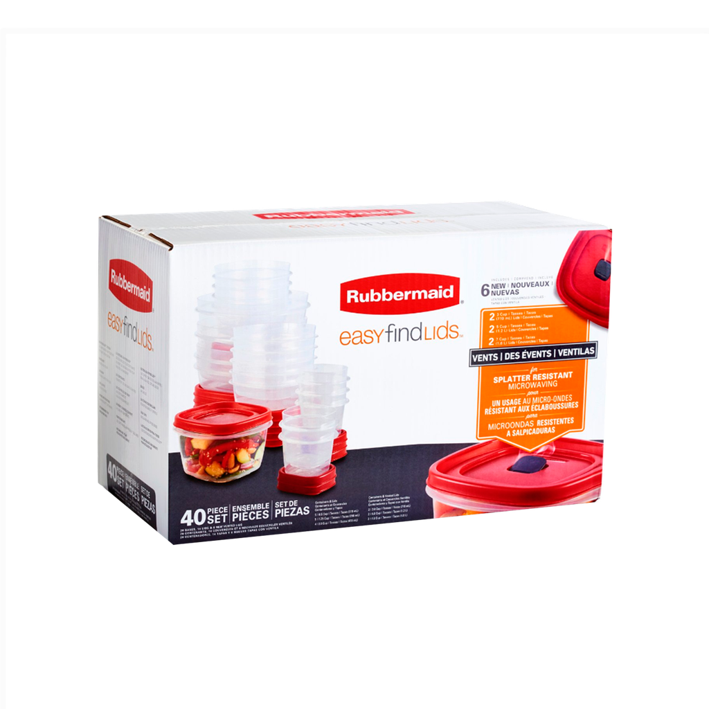Set de 40 Recipientes con tapa distintos tamaños Easy Find Rubbermaid