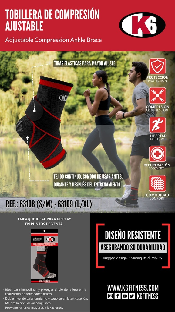 Tobillera de Compresión Ajustable K6