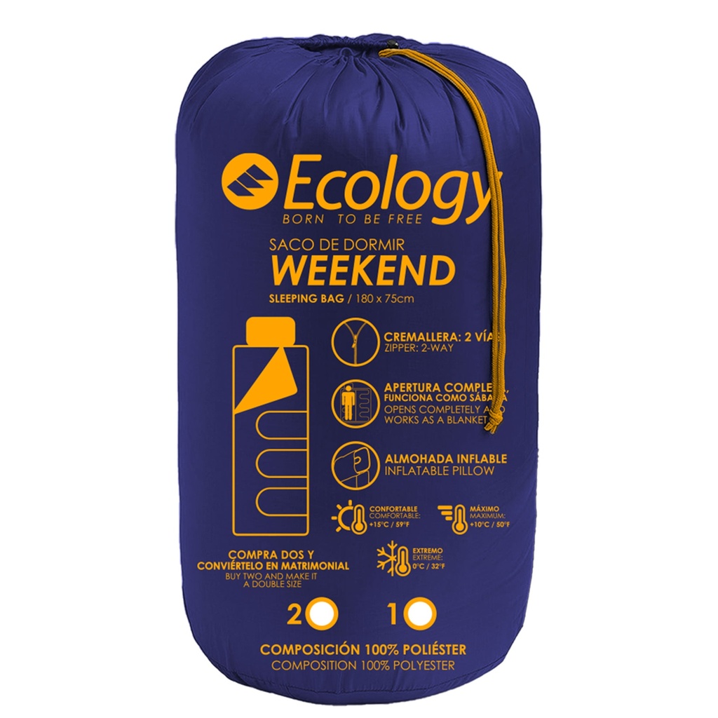 Bolsa saco de dormir Ecology individual a doble con almohada inflable