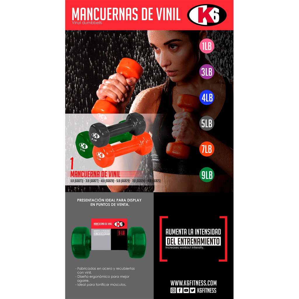 Mancuerna de Vinil K6 7Lb
