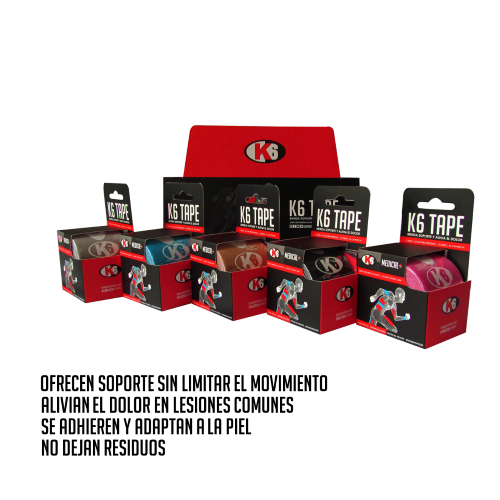 Cinta Kinesiológica Elástica Deportiva K6 Rollo 2.5m x 5cm
