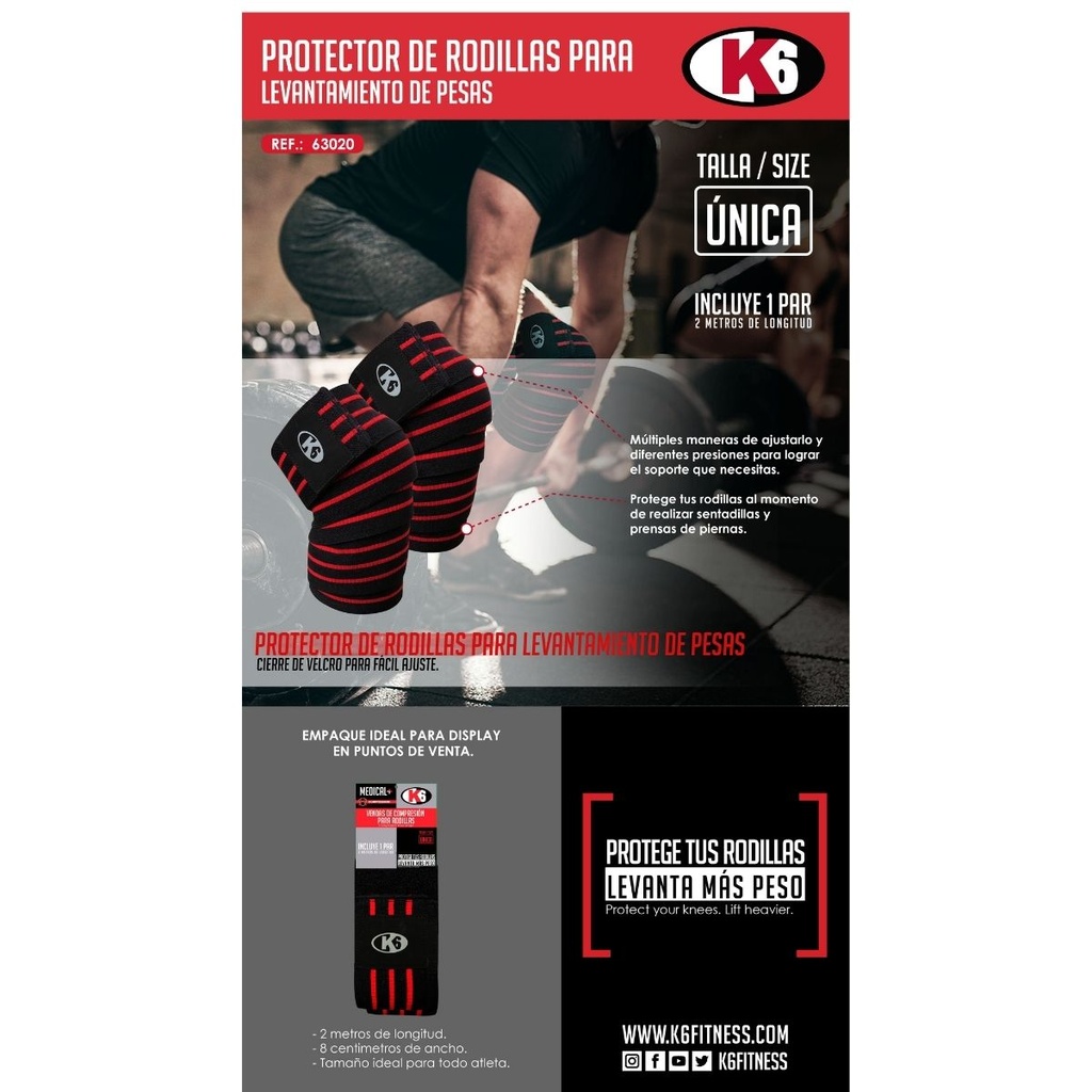 Protectores de Rodilla K6 Levantamiento de Pesas