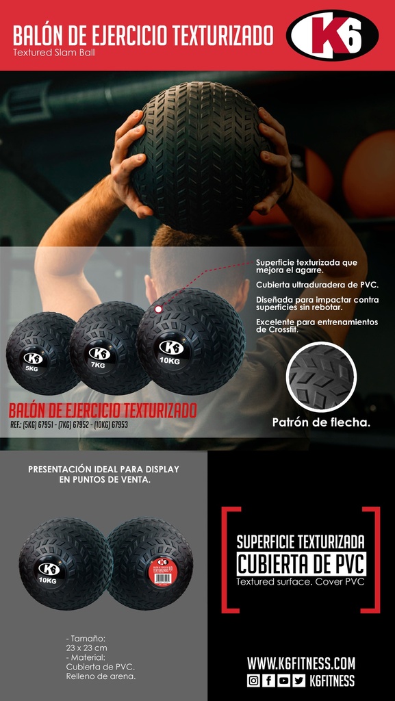 Balón de Ejercicios K6 Texturizado 7 Kg