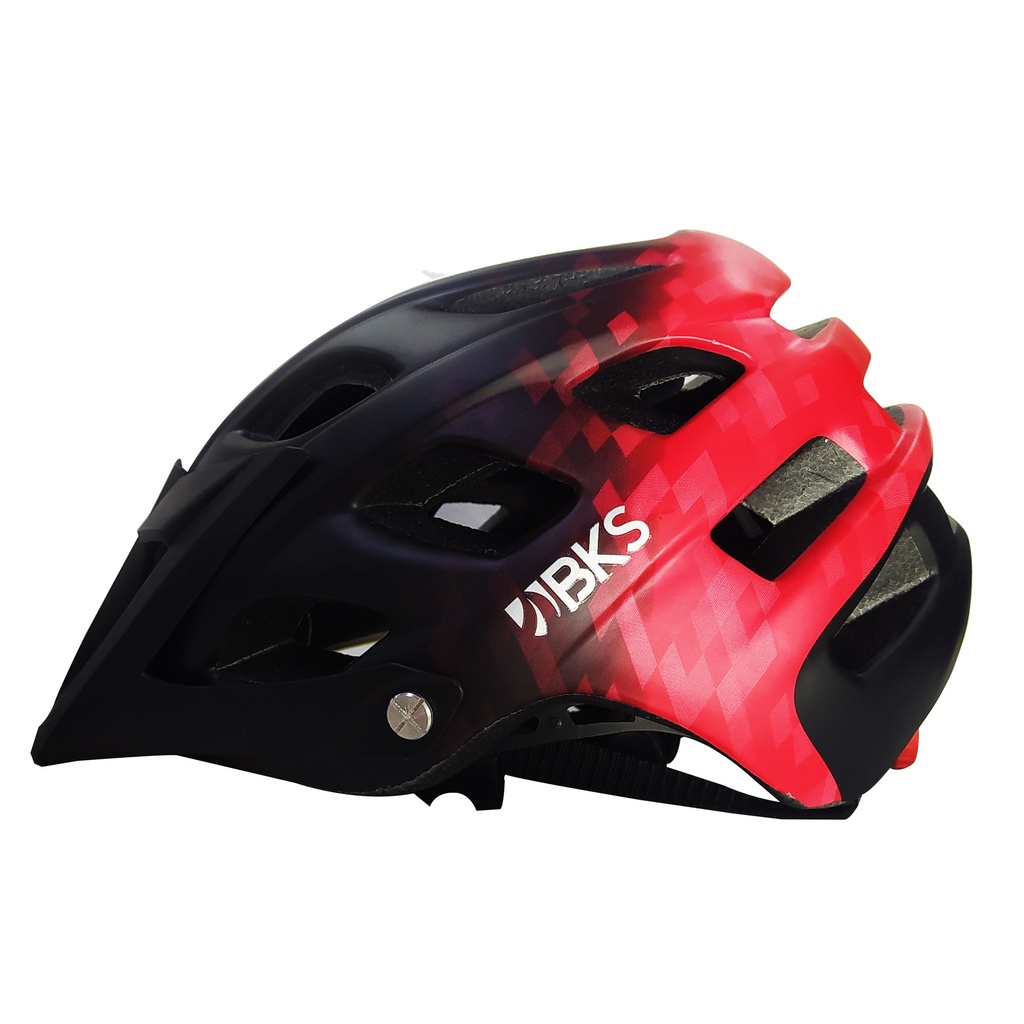 [33665] Casco de Bicicleta para Adulto BKS MTB H360 (Negro-Rojo) (L)