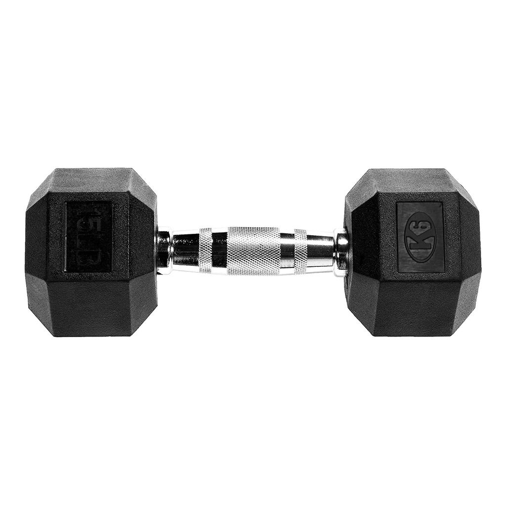 [66842] Mancuerna pesa gym hexagonal encauchetada K615 lb 