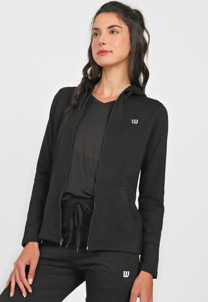 Buzo Con Capota de Mujer Wilson Cuello Redondo French Terry 98395 Negro