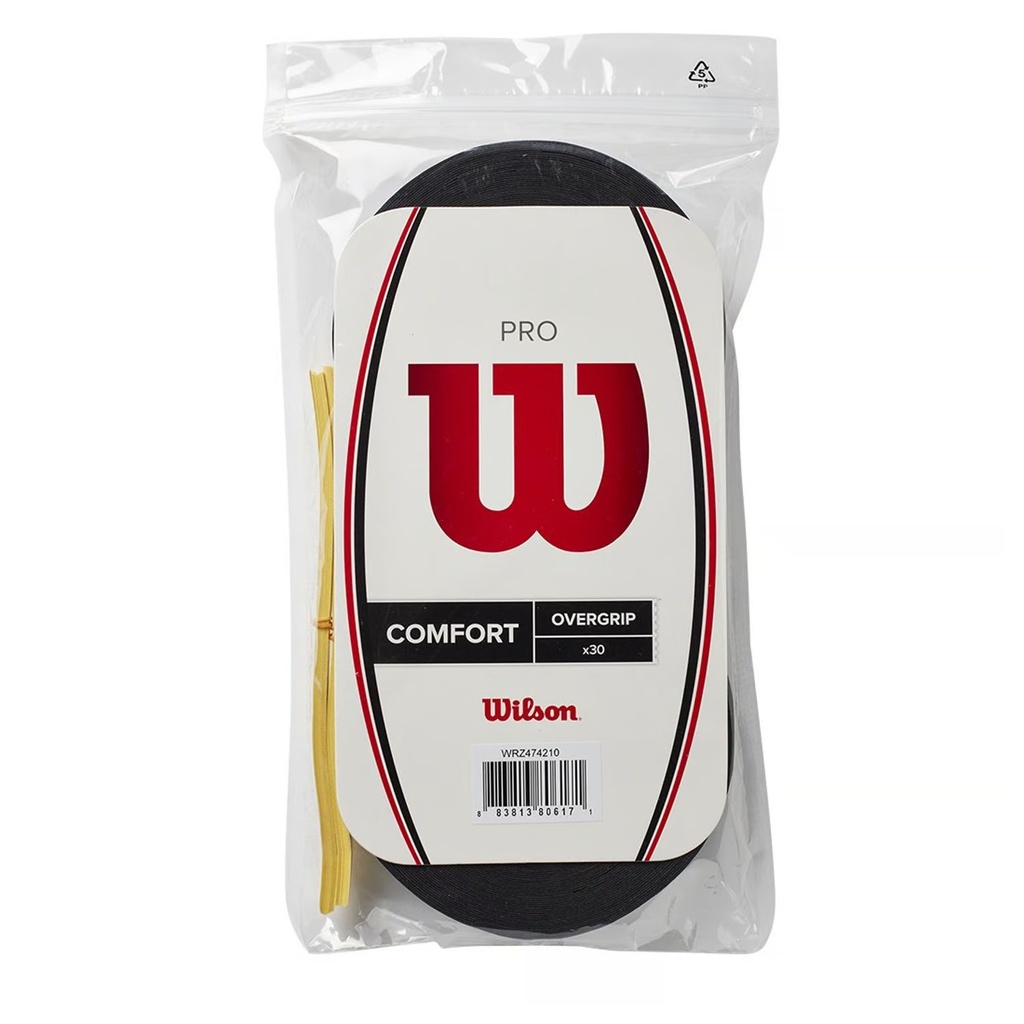 Pro Overgrip Wilson p/Raqueta Tenis Comfort 30Pk (NEGRO)