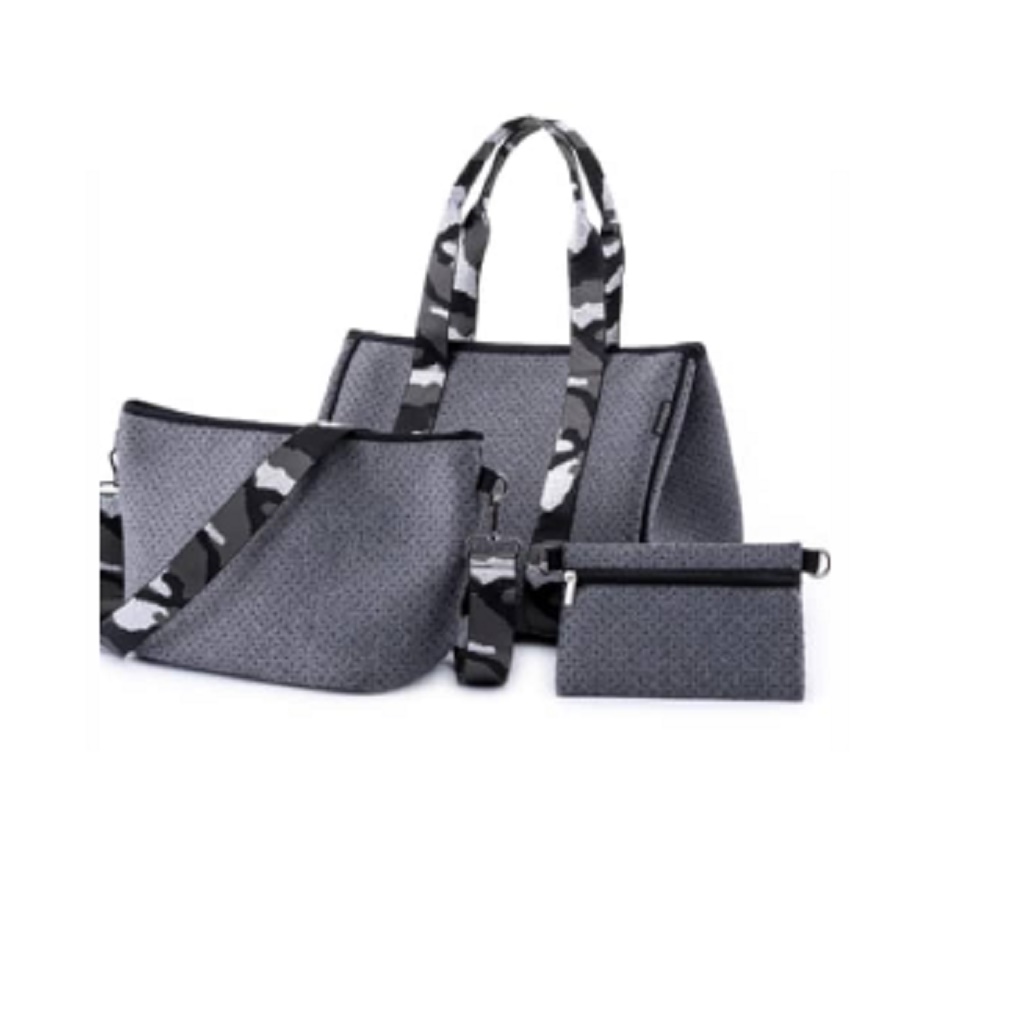 Bolso de Mano Multiuso + Bandolera Cruzada + Estuche de Maquillaje Urbagg Neopreno Gris