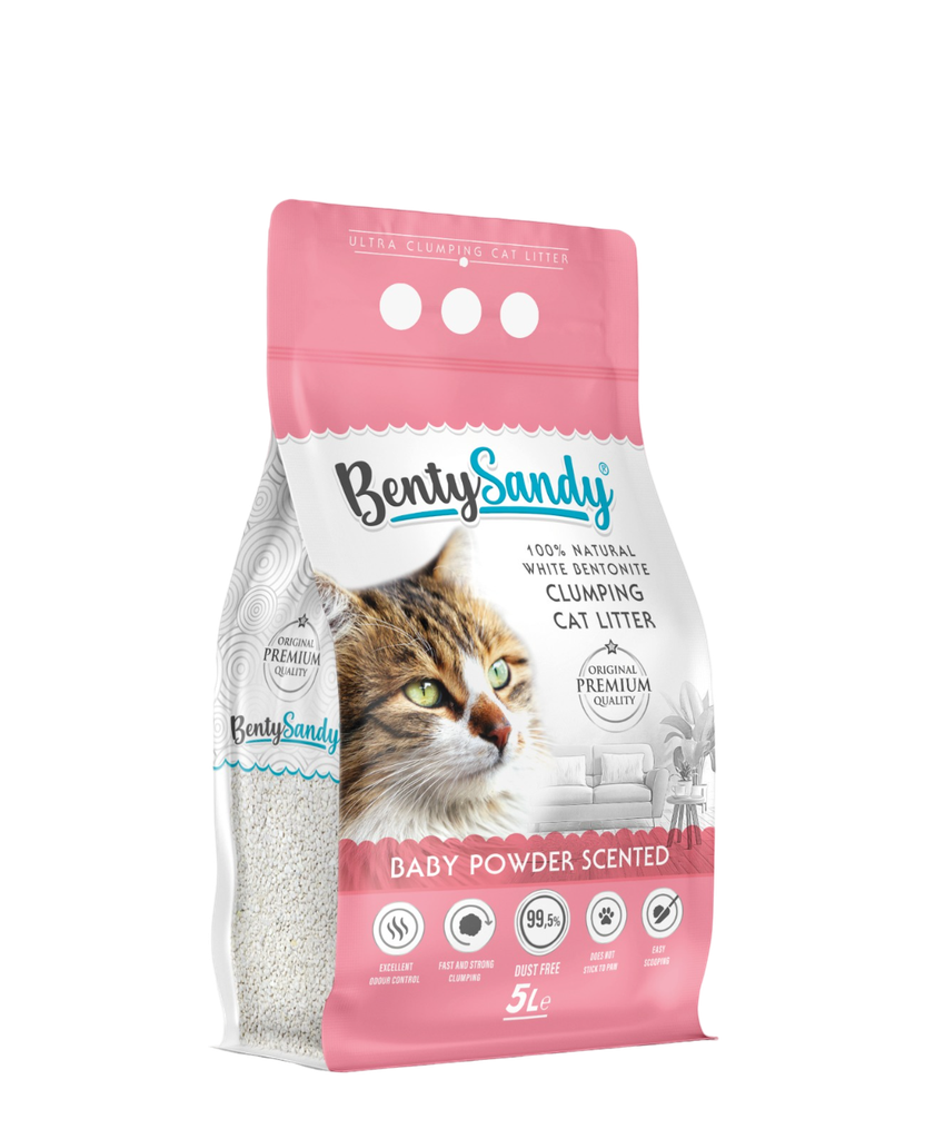 [5085] Arena para gatos Bentysandy Ultra absorbente y Ultra aglomerante 100% bentonita con aroma 5L/4.35Kg (BEBÉ)