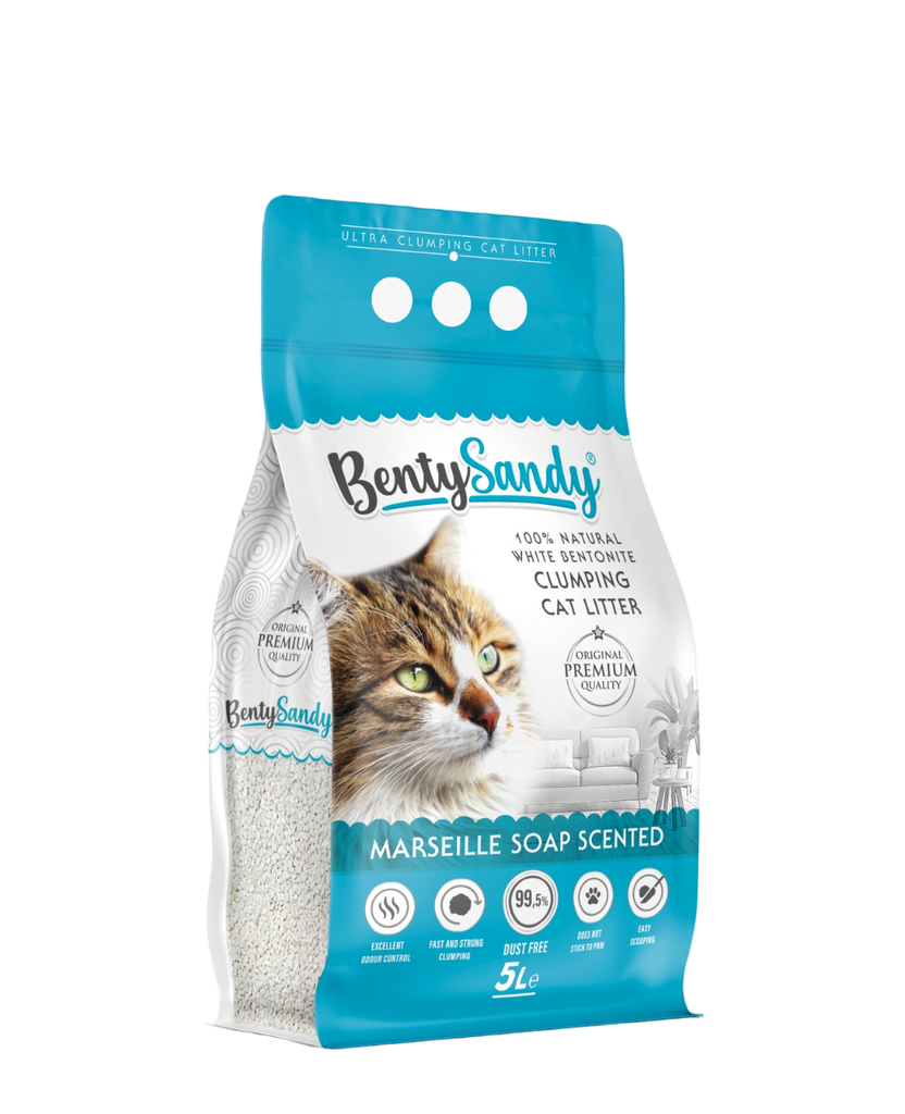 Arena para gatos Bentysandy Ultra absorbente y Ultra aglomerante 100% bentonita con aroma 5L/4.35Kg