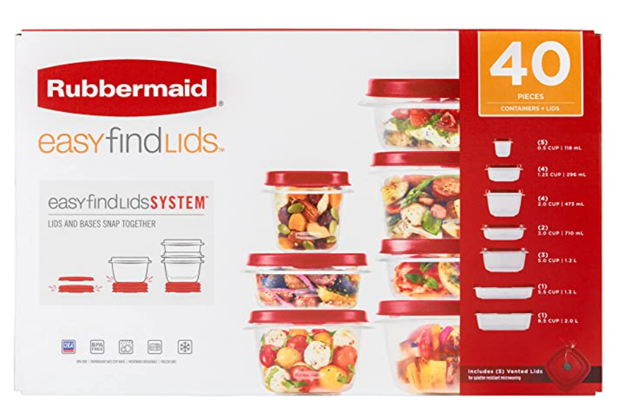 Set de Envases 40 Piezas Varios Tamaños Easy Find Rubbermaid