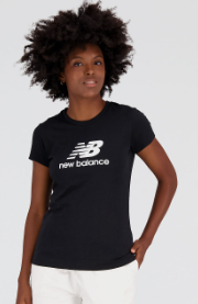 Camiseta manga corta Mujer New Balance Essentials Stacked Logo Negro (8 unidades)