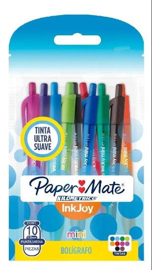 Bolígrafos Paper Mate Kilometrico Inkjoy St Mini Bolsa x10