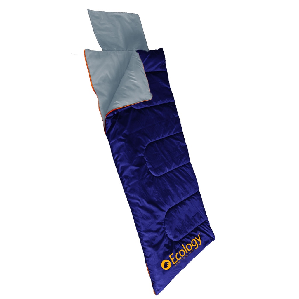 [14933] Bolsa saco de dormir Ecology Weekend individual a doble con almohada inflable (GRIS Y AZUL)