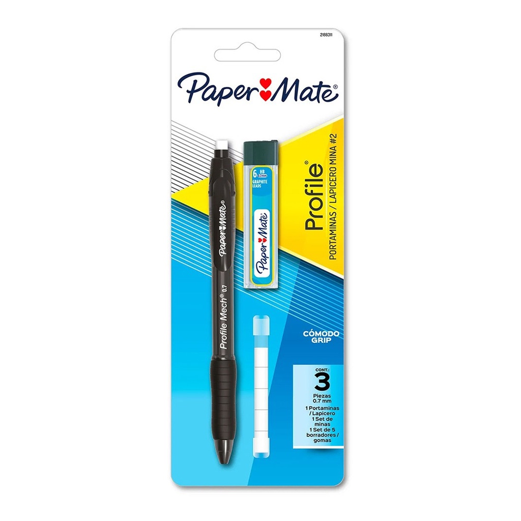 [2188311] Portaminas Paper Mate Profile 0.7mm Con Set de Borradores y Minas 