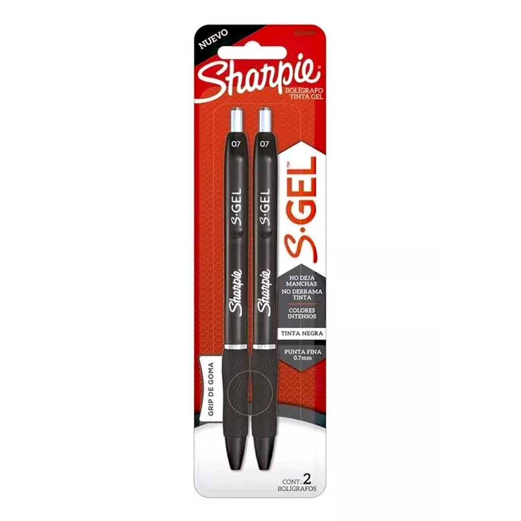 Bolígrafos Punta Fina de Gel Sharpie Bx2 Con Grip de Goma  