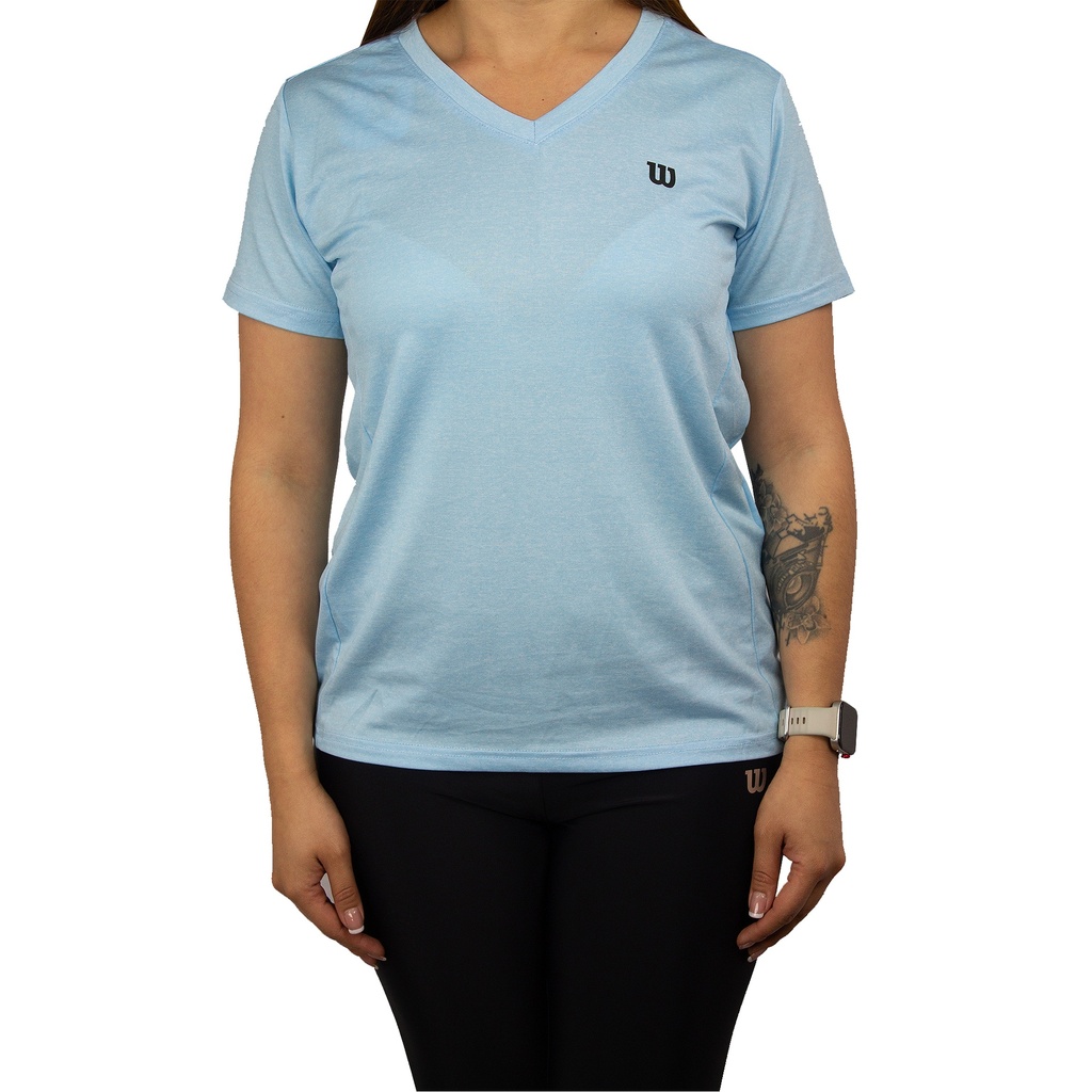 [71595] Camiseta Jaspeada Manga Corta Mujer Wilson 71592  (GRIS, L)