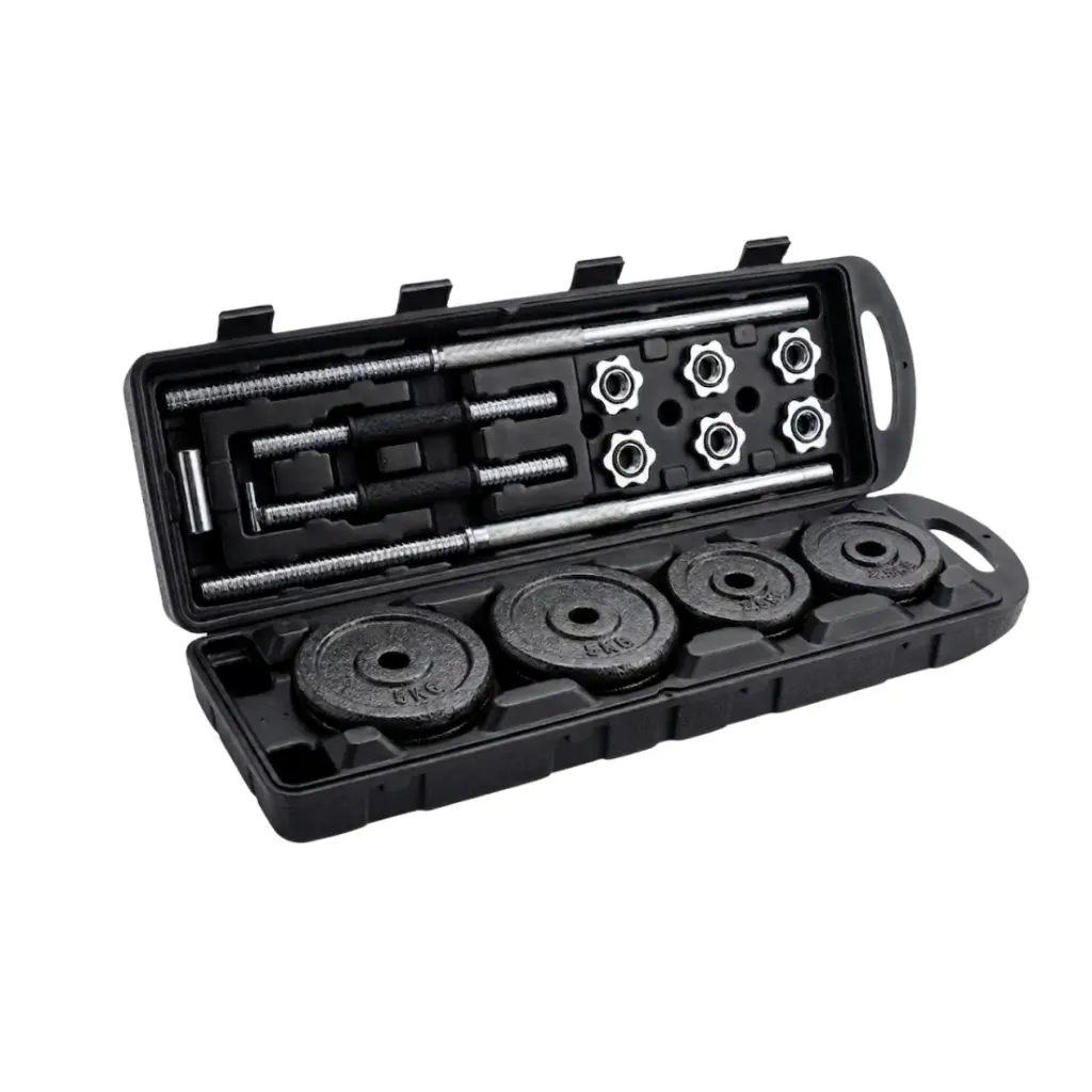 Set de mancuernas barra larga 50 kg K6 en maleta plastica