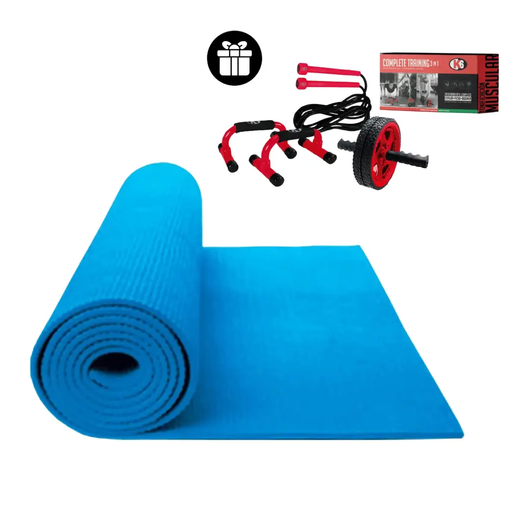 Kit Yoga Mat + Lazo Para Saltar + Base Flexión + Reda de Abs