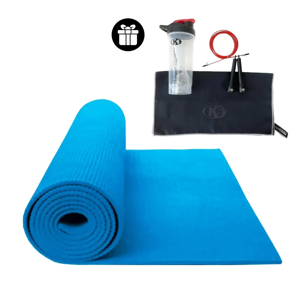 Kit YOGA MAT + LAZO PARA SALTAR + VASO MEZCLADOR + TOALLA MICROFIBRA