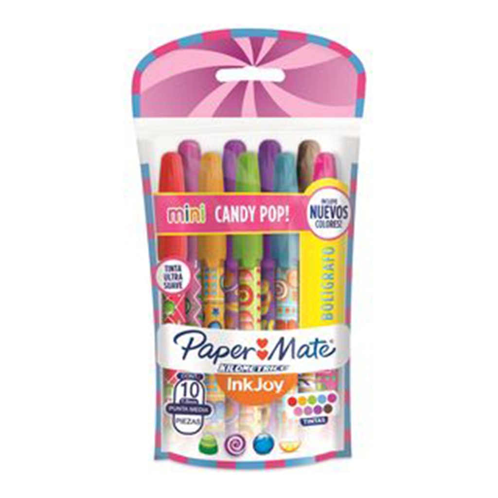 **Bolígrafos Paper Mate Kilometrico Inkjoy St Mini Bolsa x10