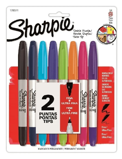 Marcadores Permanentes Doble Punta Sharpie Bx8