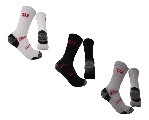 [C0908] Calcetin largo Deportivo Wilson Talla Única colores surtidos x3