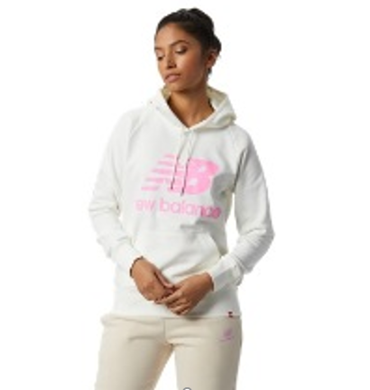 [WT03550-SST-Bult] Sweater de mujer New Balance Essentials Blanco/Rosado (bulto x 8 und)