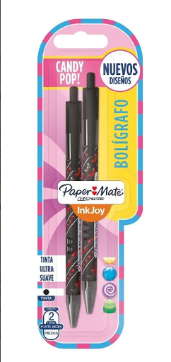 [2031925] Bolígrafos Paper Mate Kilometrico Inkjoy Candy Pop Negro Tx2
