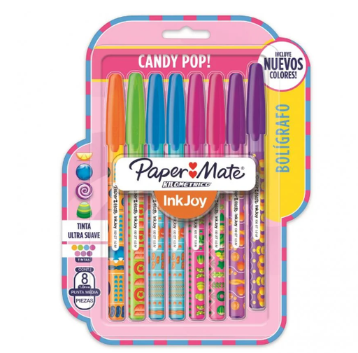 [2031926] Bolígrafos Paper Mate Kilometrico Inkjoy Surtido Candy Pop Tx8