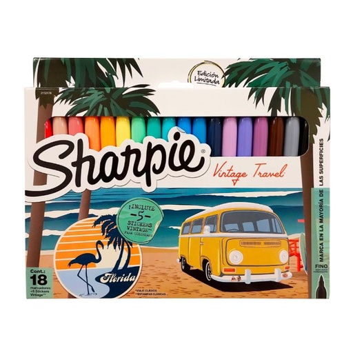 [2152178] Marcadores Permanentes Punta Fina Sharpie Vintage Travel X18